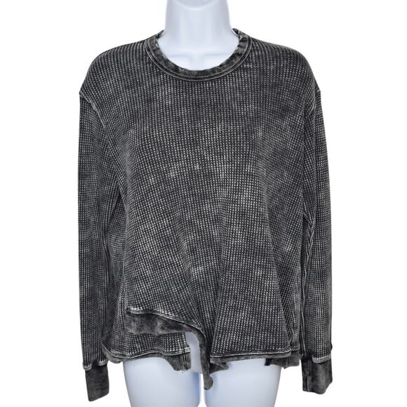 Splendid Sweater Womens XS Acid Wash Grunge Y2K Whimsigoth Asymmetrical Black - Picture 2 of 10